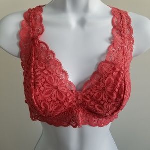 💟 2/$25 💟 // Unlined Dark Pink Lace Bralette L